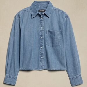 Banana Republic Cropped Denim Button Down Shirt   | NWT | Size Small